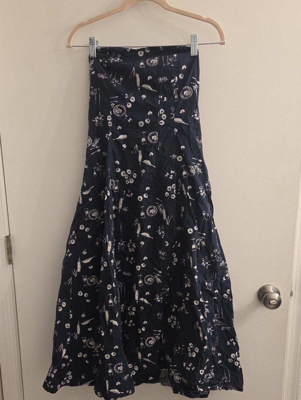 Abercrombie Food Print Navy And White Midi Dress, Size SP